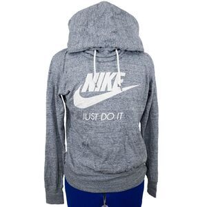 Nike "Just Do It" Grey Hooded Pullover long sleeve T-shirt